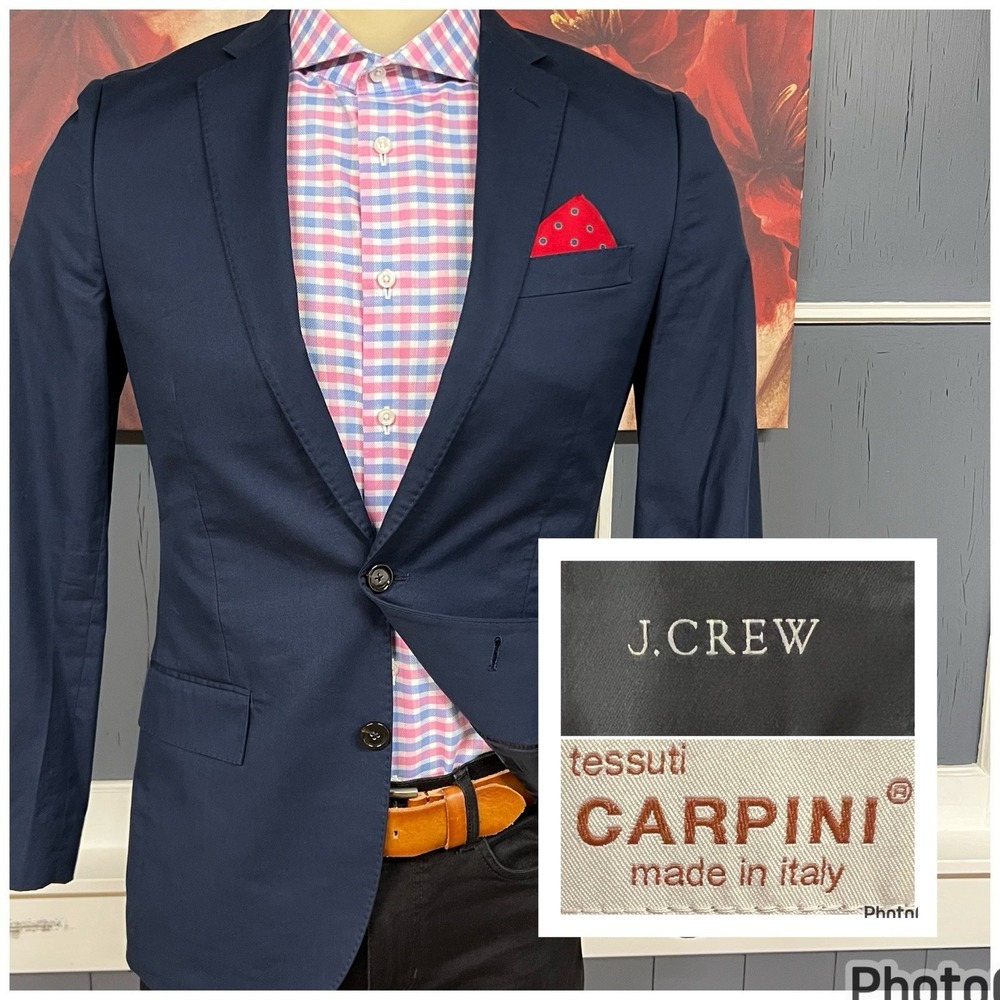 J. Crew Ludlow Blazer Jacket Sport Coat Mens 36R Cotton Navy
